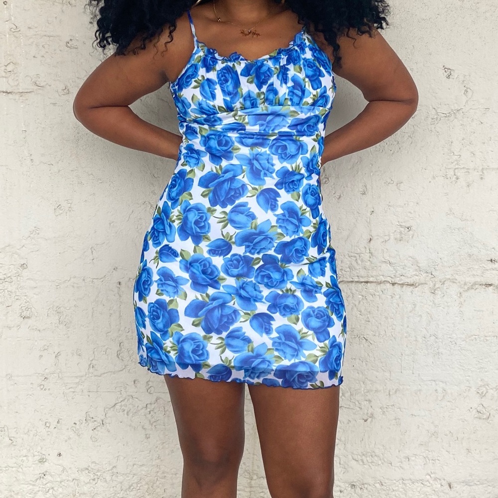 Vintage Floral Mini Babydoll Dress